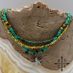 Load image into Gallery viewer, Turquoise Picasso Turquoise Bone Silver Stretchy Anklet
