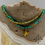 Load image into Gallery viewer, Turquoise Picasso Turquoise Bone Gold Stretchy Anklet

