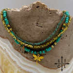 Load image into Gallery viewer, Turquoise Picasso Turquoise Bone Gold Stretchy Anklet
