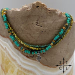 Load image into Gallery viewer, Turquoise Picasso Turquoise Bone Silver Stretchy Anklet
