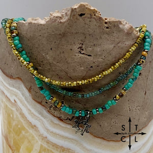 Turquoise Picasso Turquoise Bone Silver Stretchy Anklet