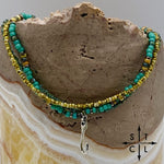 Load image into Gallery viewer, Turquoise Picasso Turquoise Bone Silver Stretchy Anklet
