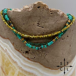 Load image into Gallery viewer, Turquoise Picasso Turquoise Bone Silver Stretchy Anklet
