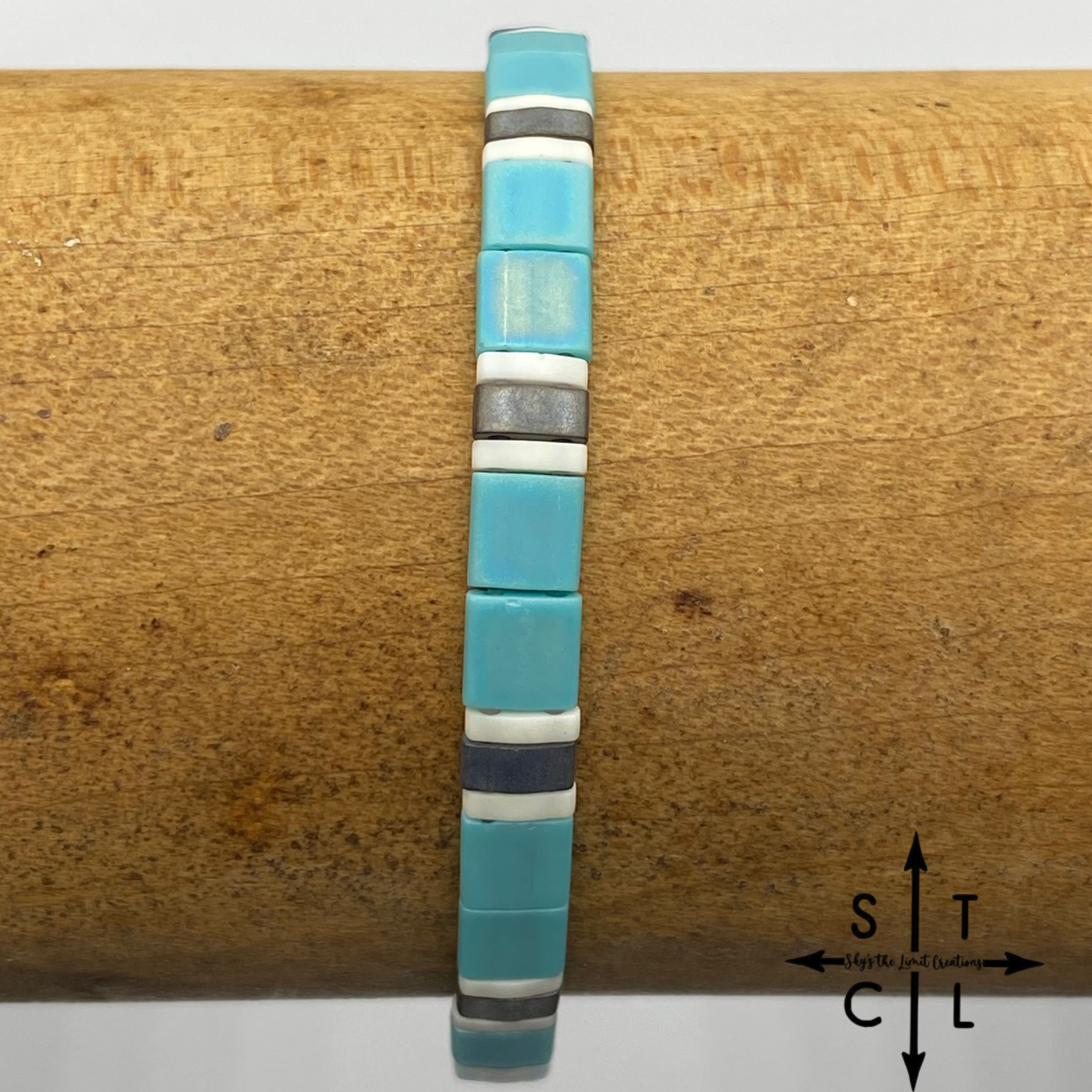 Tila Bracelet Turquoise Matte Silver White