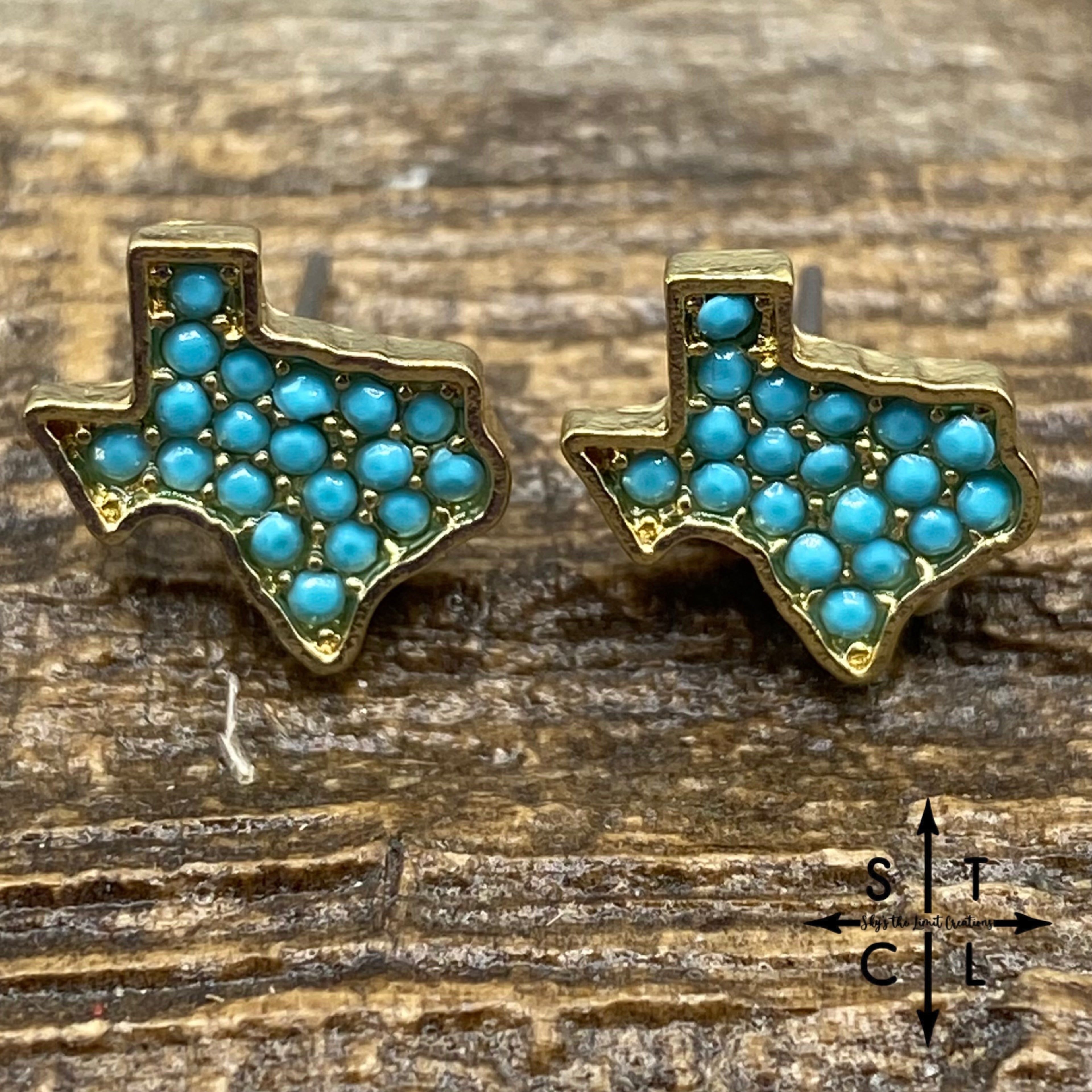 Turquoise Studded Gold Texas Stud Earrings