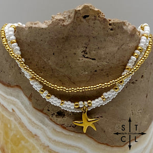 Pearl White Gold Stretchy Anklet