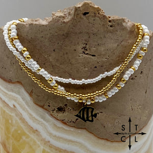 Pearl White Gold Stretchy Anklet