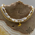 Load image into Gallery viewer, Pearl White Gold Stretchy Anklet
