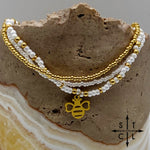 Load image into Gallery viewer, Pearl White Gold Stretchy Anklet
