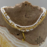 Load image into Gallery viewer, Pearl White Gold Stretchy Anklet
