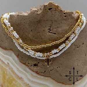 Pearl White Gold Stretchy Anklet