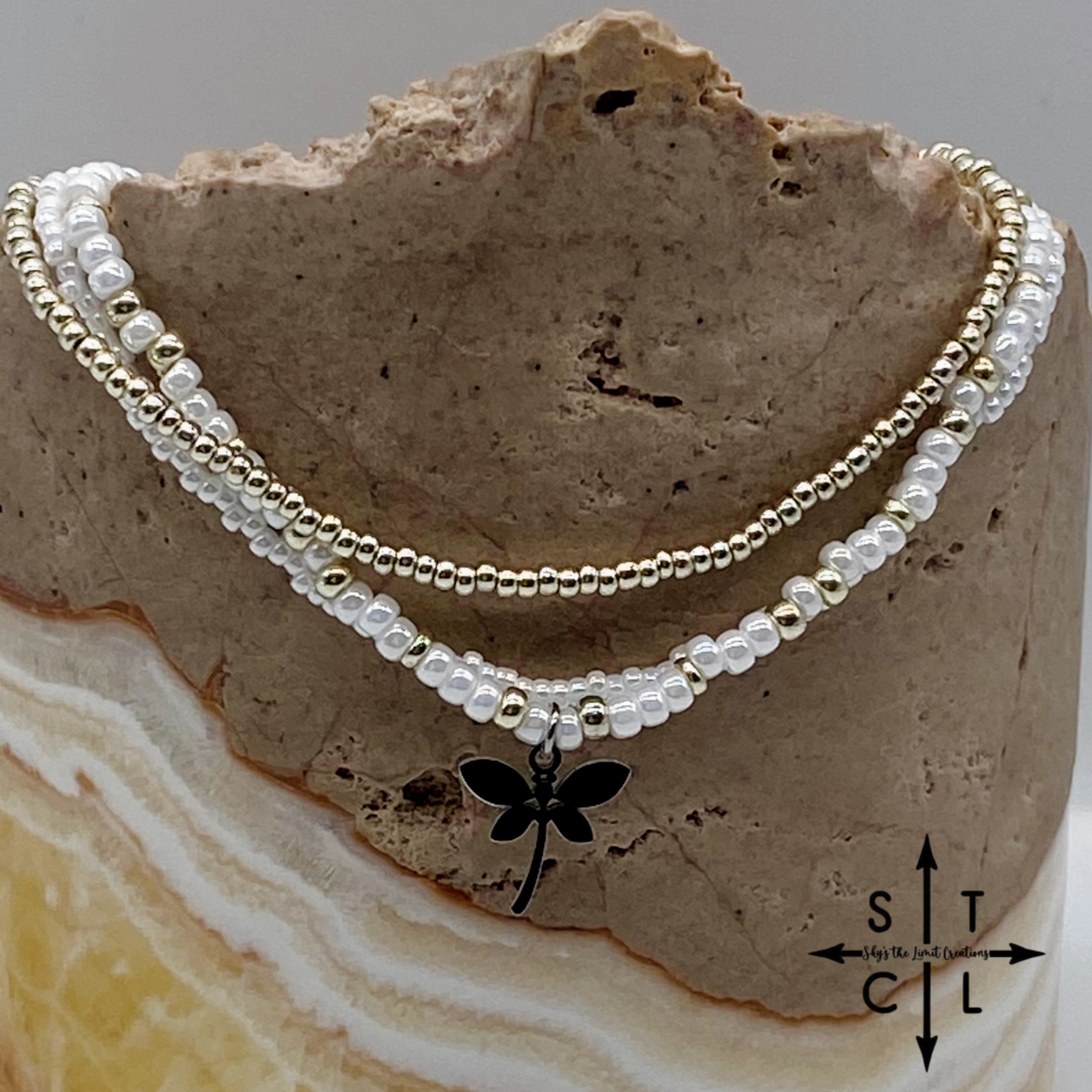 Pearl White Silver Stretchy Anklet