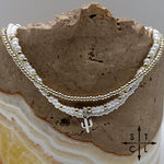 Load image into Gallery viewer, Pearl White Silver Stretchy Anklet
