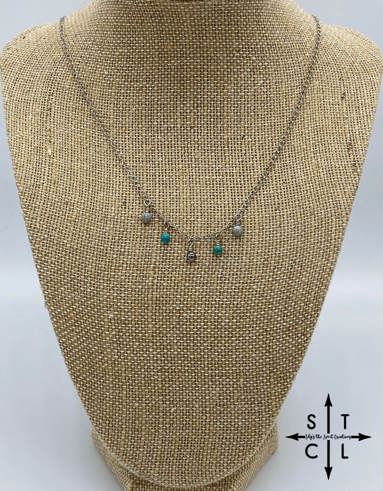 Turquoise Grey Gun Metal Katy Necklace