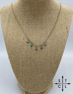 Turquoise Grey Gun Metal Katy Necklace