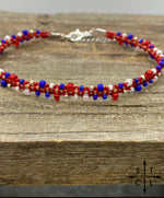 Load image into Gallery viewer, Ivy Anklet  Red White Blue
