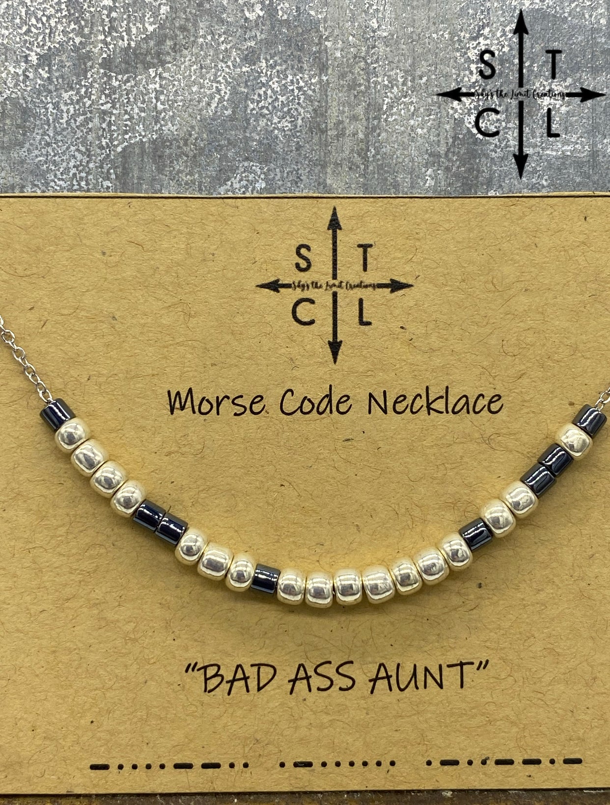 Morse Code Necklace BAD ASS AUNT