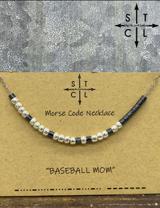 Morse Code Necklace BASEBALL MOM