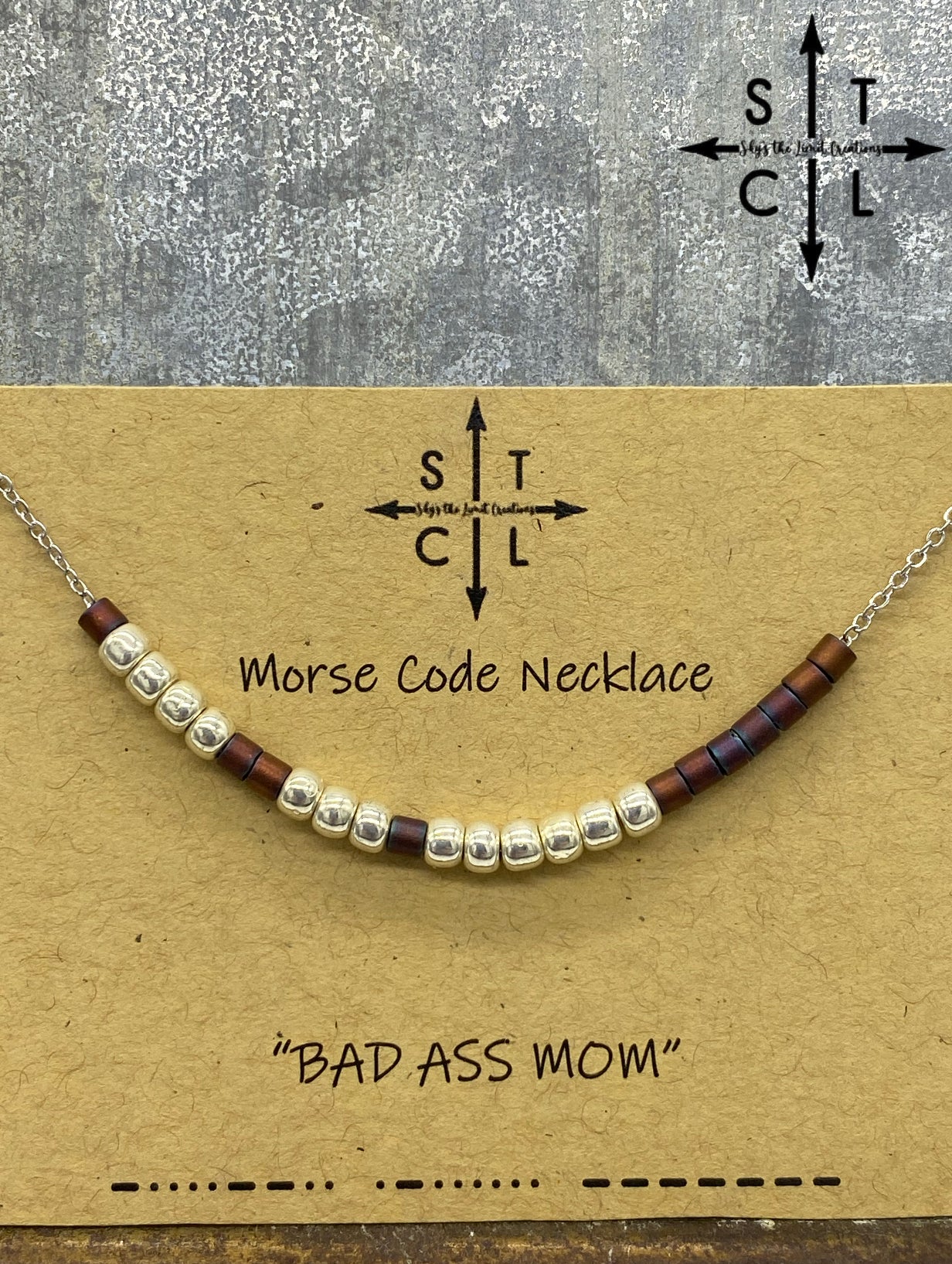 Morse Code Necklace BAD ASS MOM