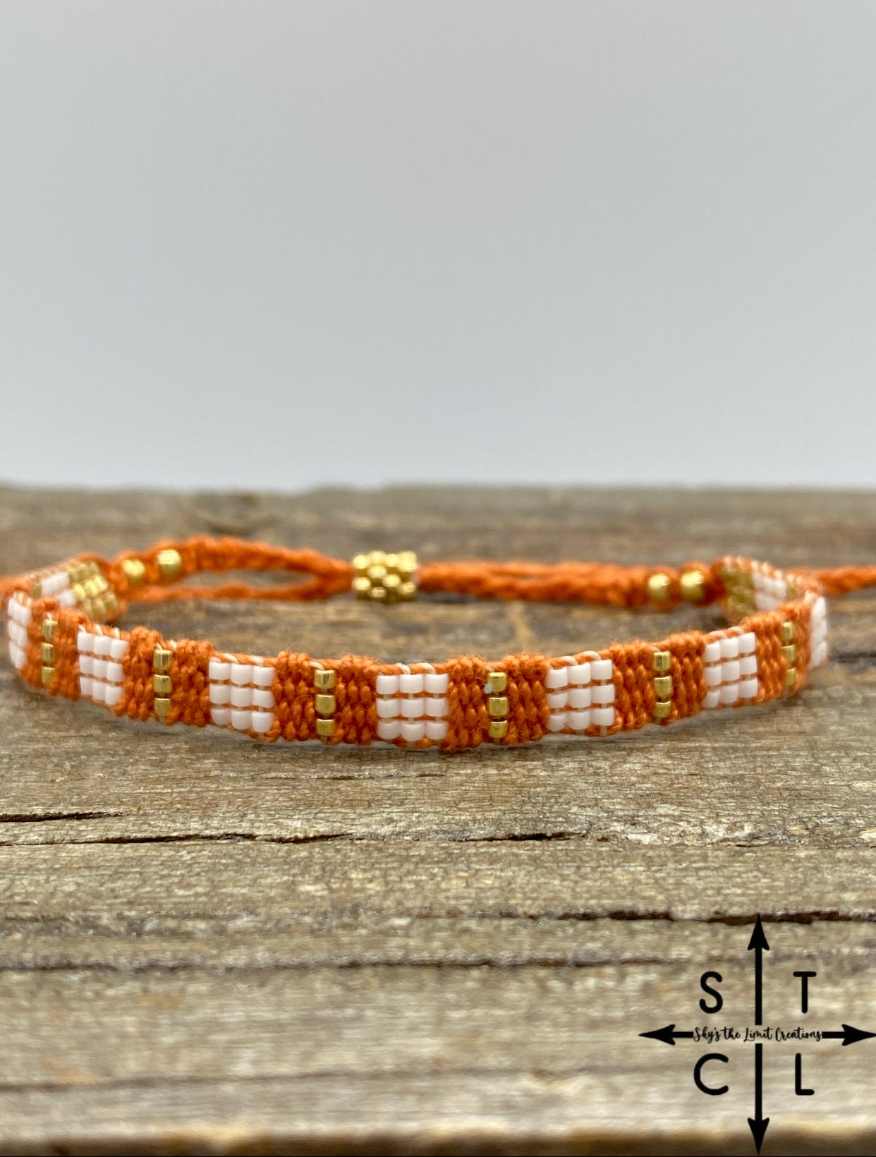 Friendship Bracelet  Burnt Orange White Gold