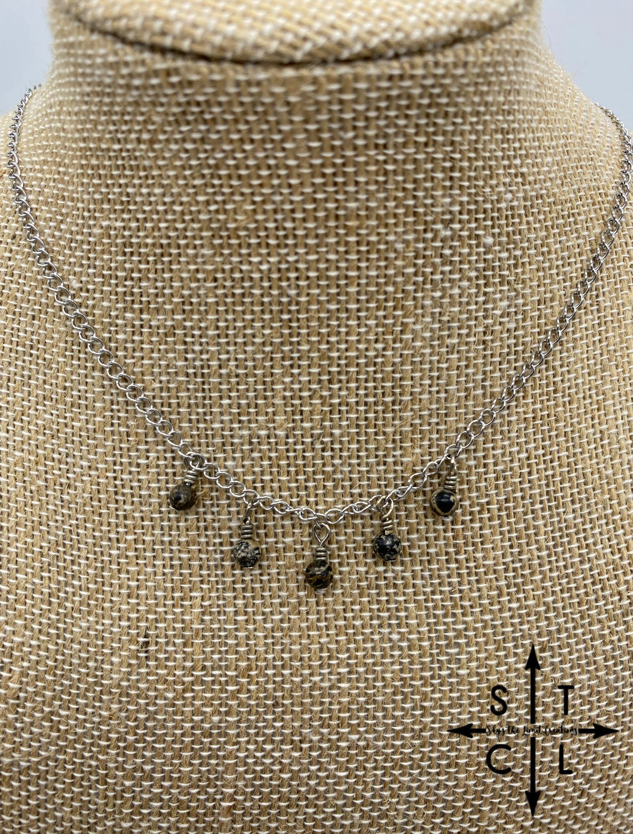 Spotted  Jasper Black Brown Katy Necklace