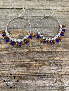 Burnt Orange Blue Rebecca Earrings