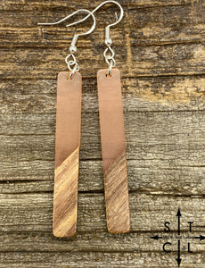 Clear Pink Resin Wood Long Earrings