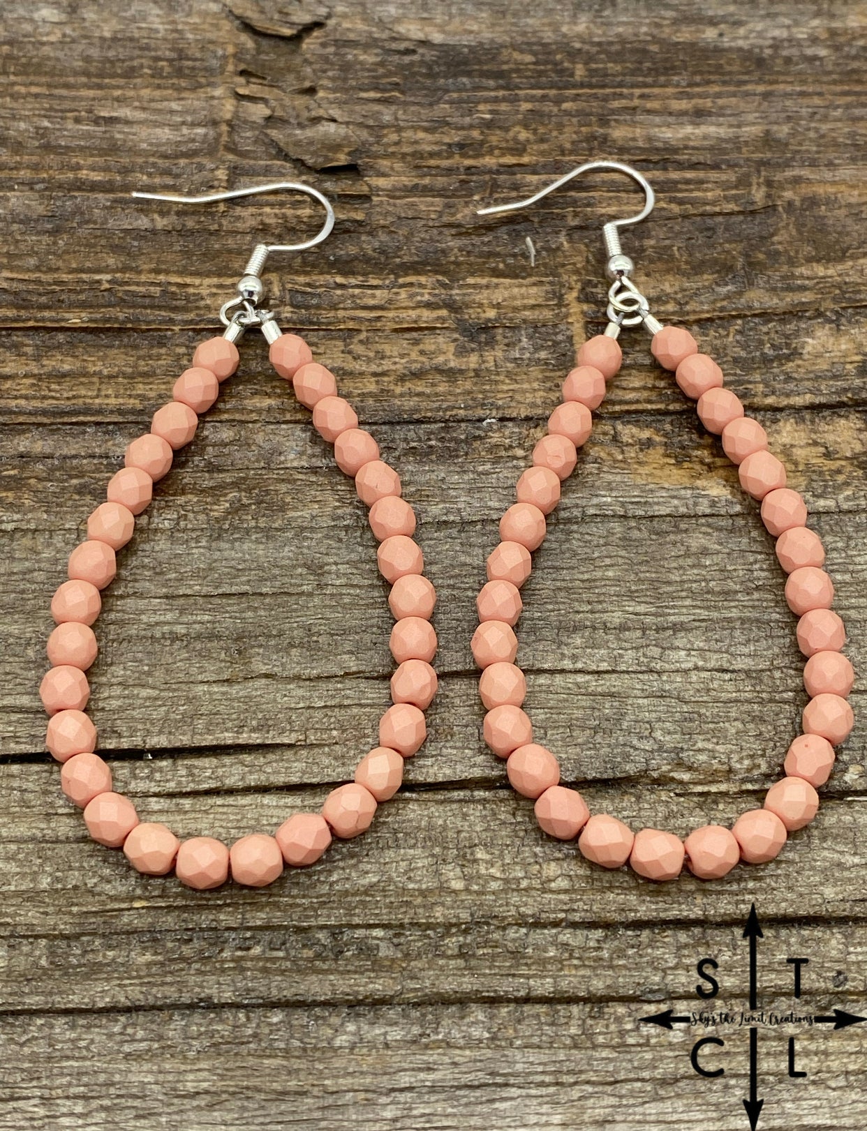 Crystal Teardrop Matte Pink Earrings