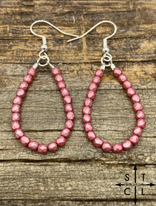 Mini Crystal Teardrop Shimmer Pink Earrings