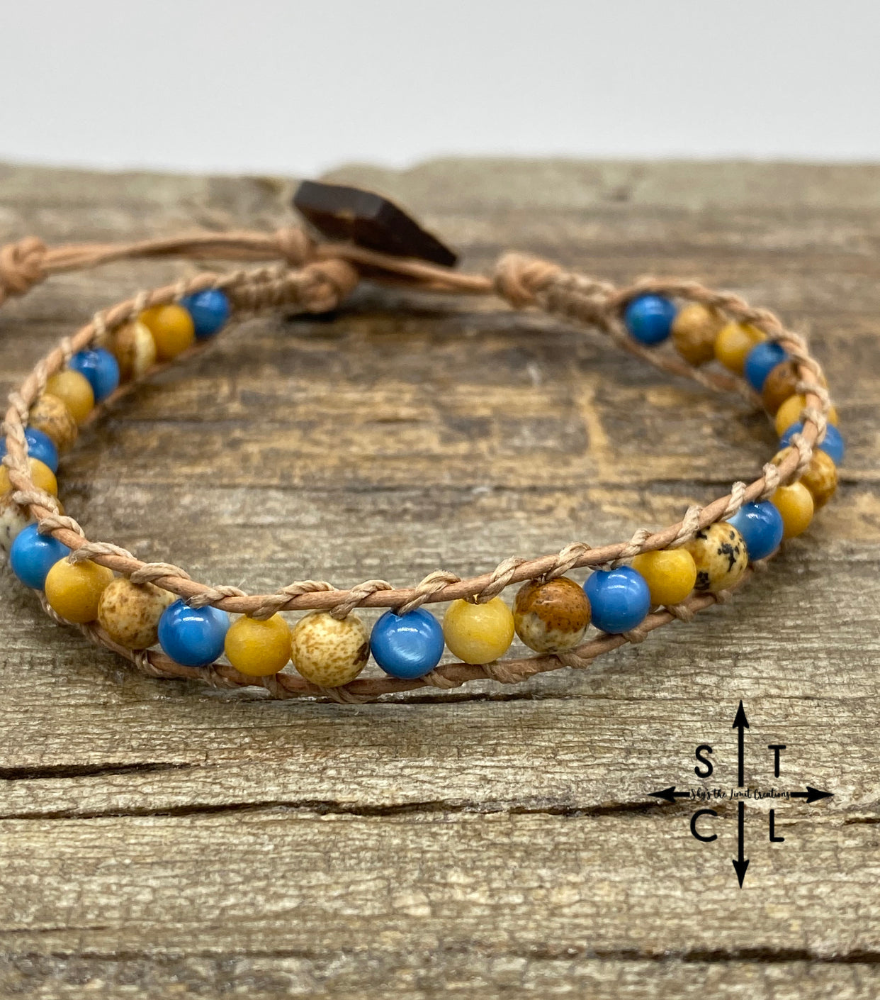 Sara Orange Tan Blue Bracelet