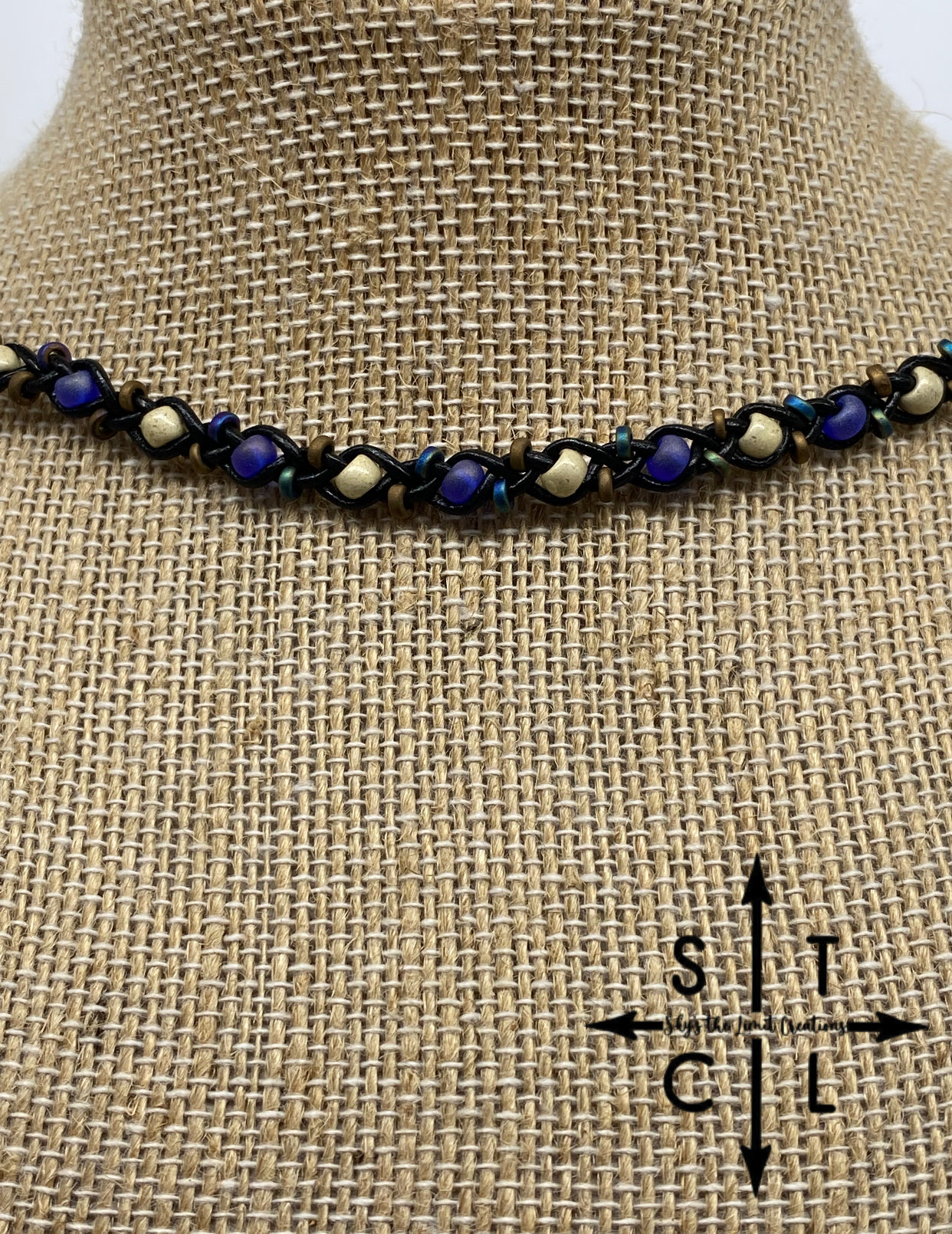 Tasha Necklace Blue Shimmer Bone Bronze