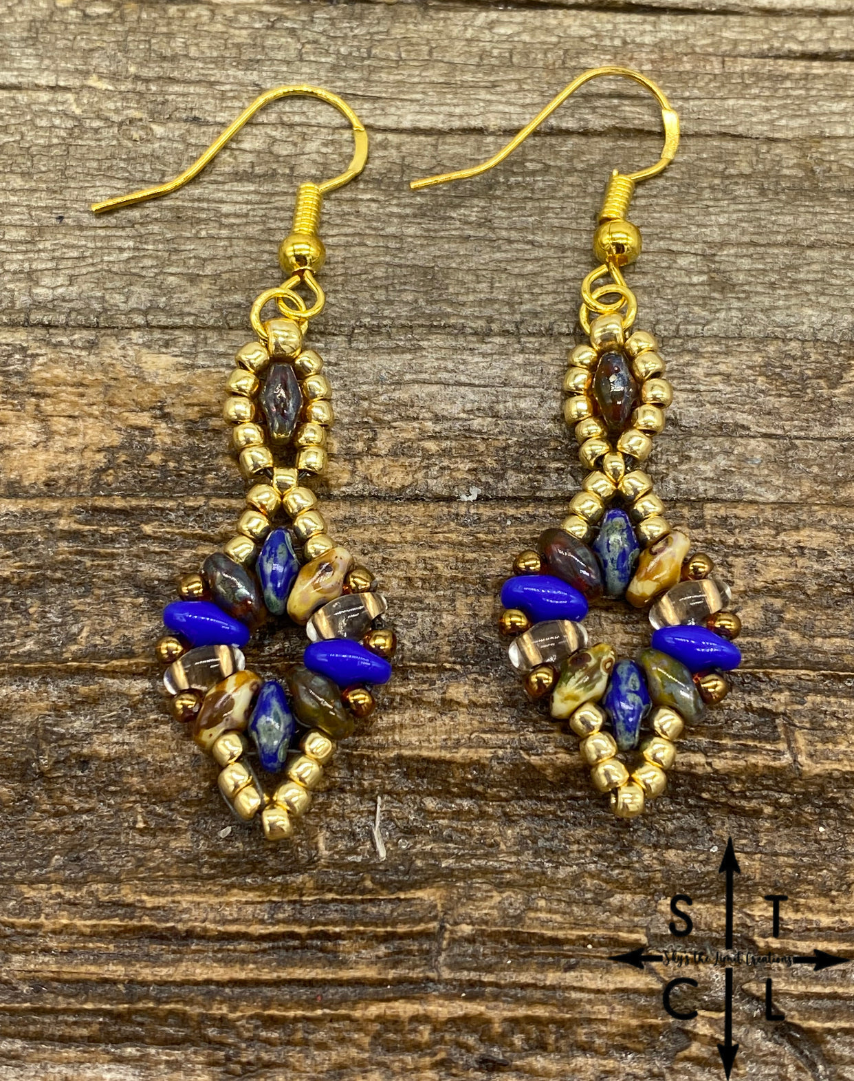 Blue Shimmer Brown Gold Dallis Earrings