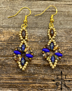 Blue Shimmer Brown Gold Dallis Earrings