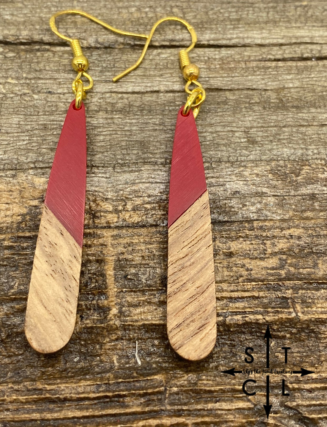 Gold and Red Resin Earrings