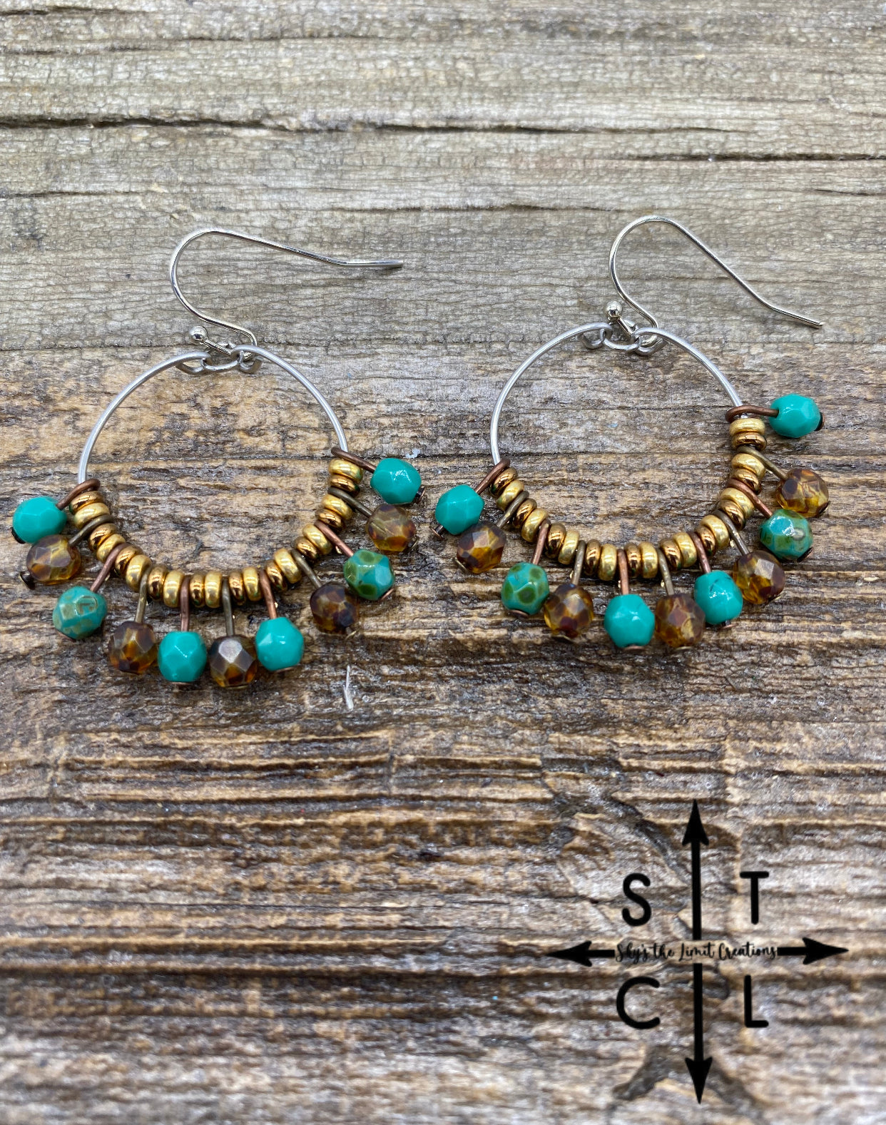 Rebecca Mini Earrings Turquoise Tortoise Brown Crystal