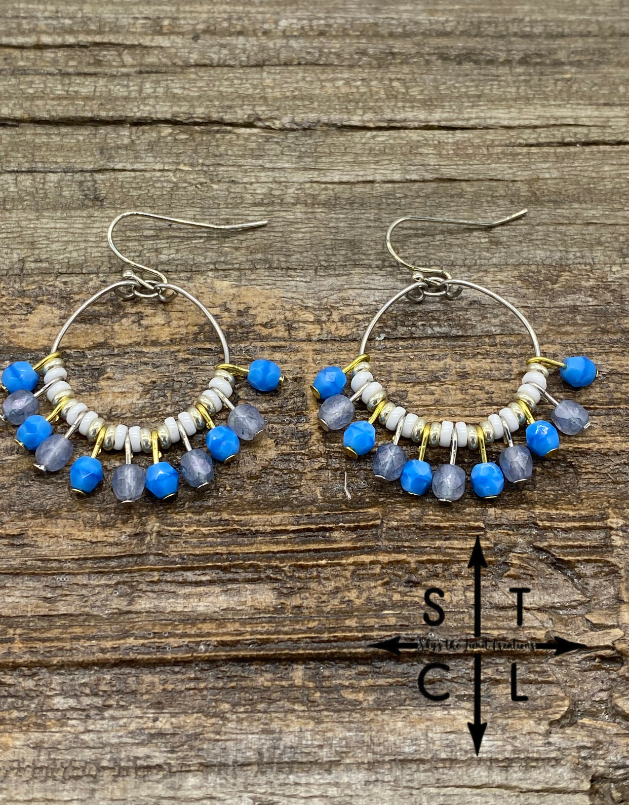 Rebecca Mini Earrings Blue Smokie Grey Crystal