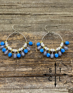 Rebecca Mini Earrings Blue Smokie Grey Crystal