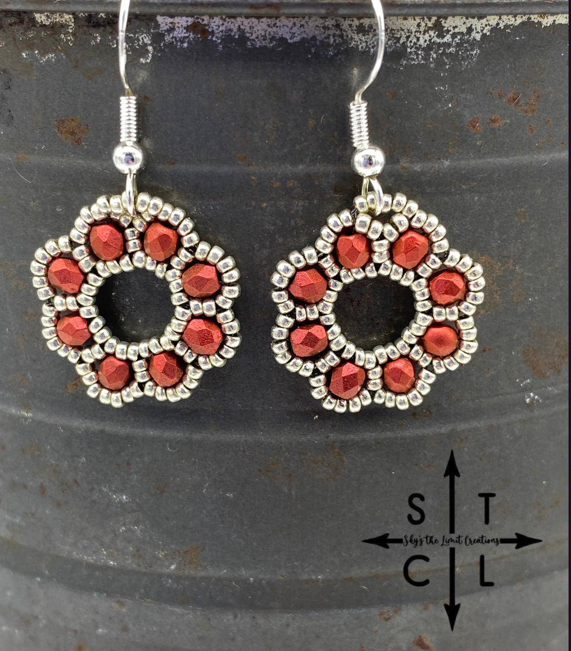 Silver Red Amanda Earrings