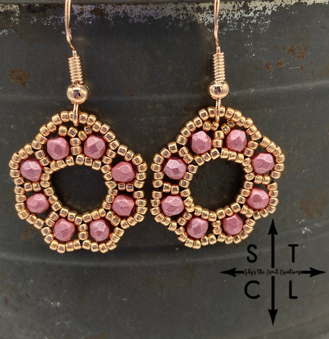 Rose Gold Pink Amanda Earrings