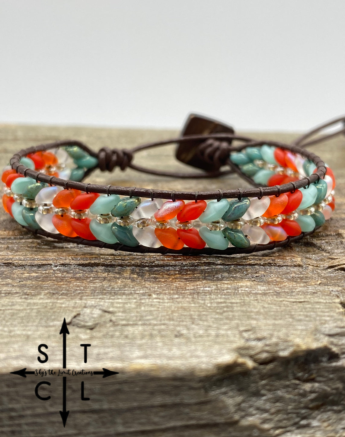 Seafoam Green Orange Christine Bracelet