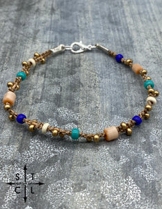 Turquoise Blue Peach Gold Peggy