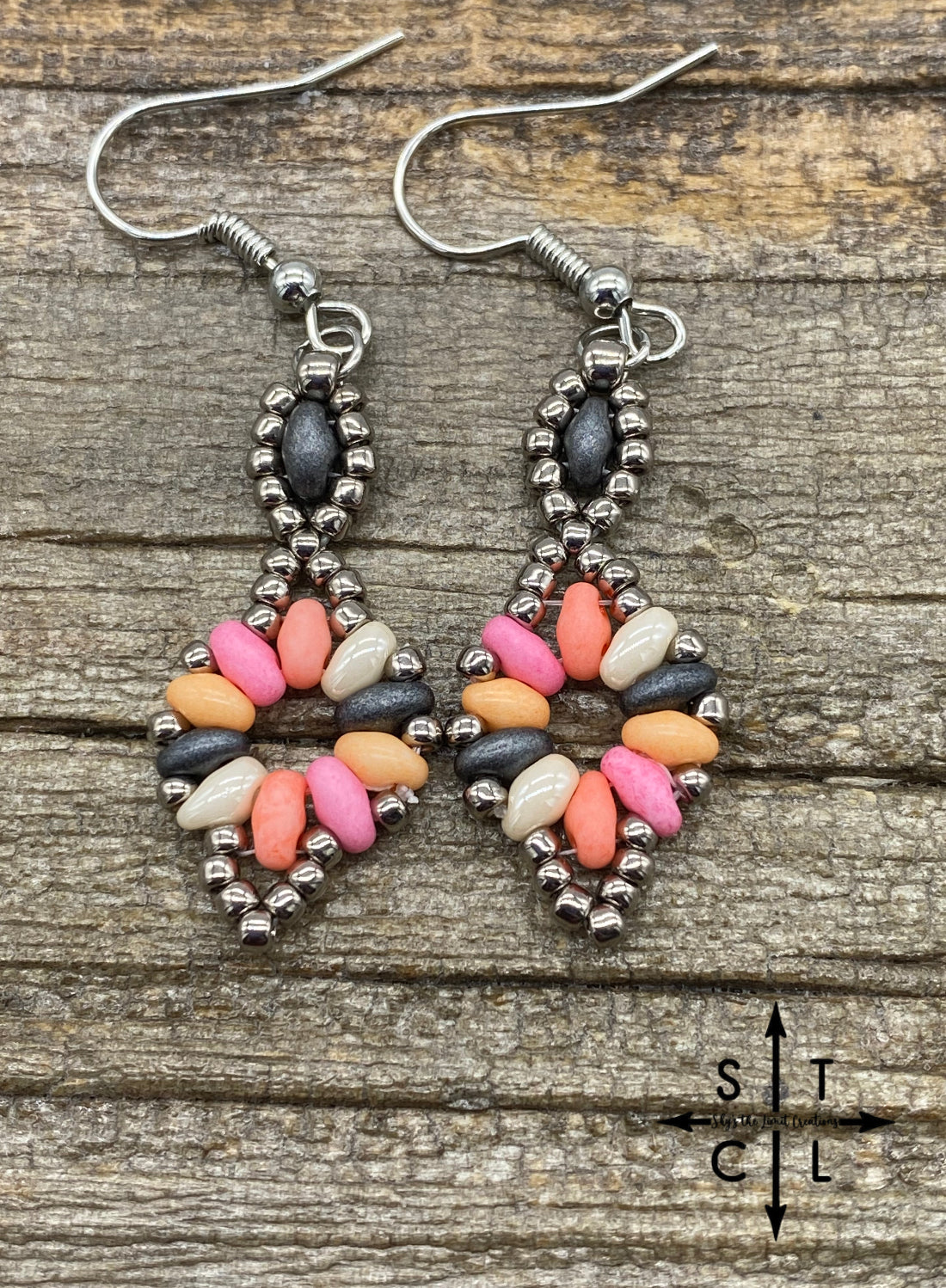 Pink Orange White Grey Dallis Earrings