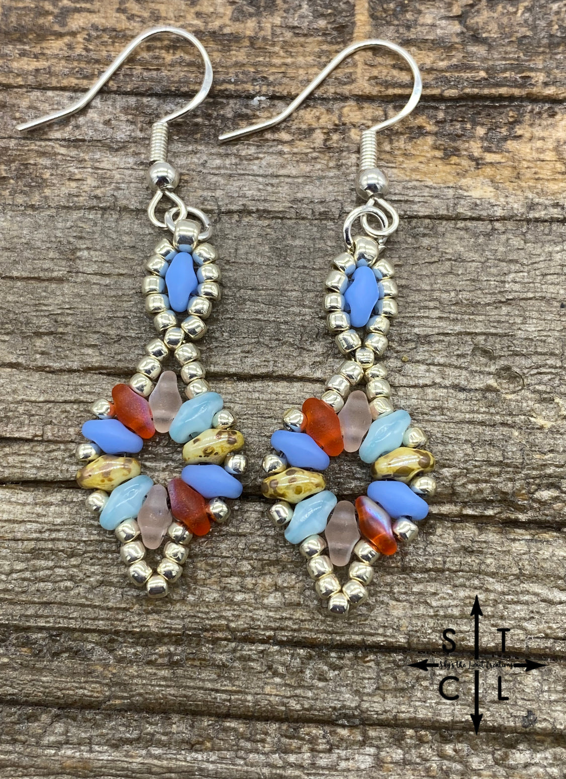 Light Blue Orange Clear Dallis Earrings