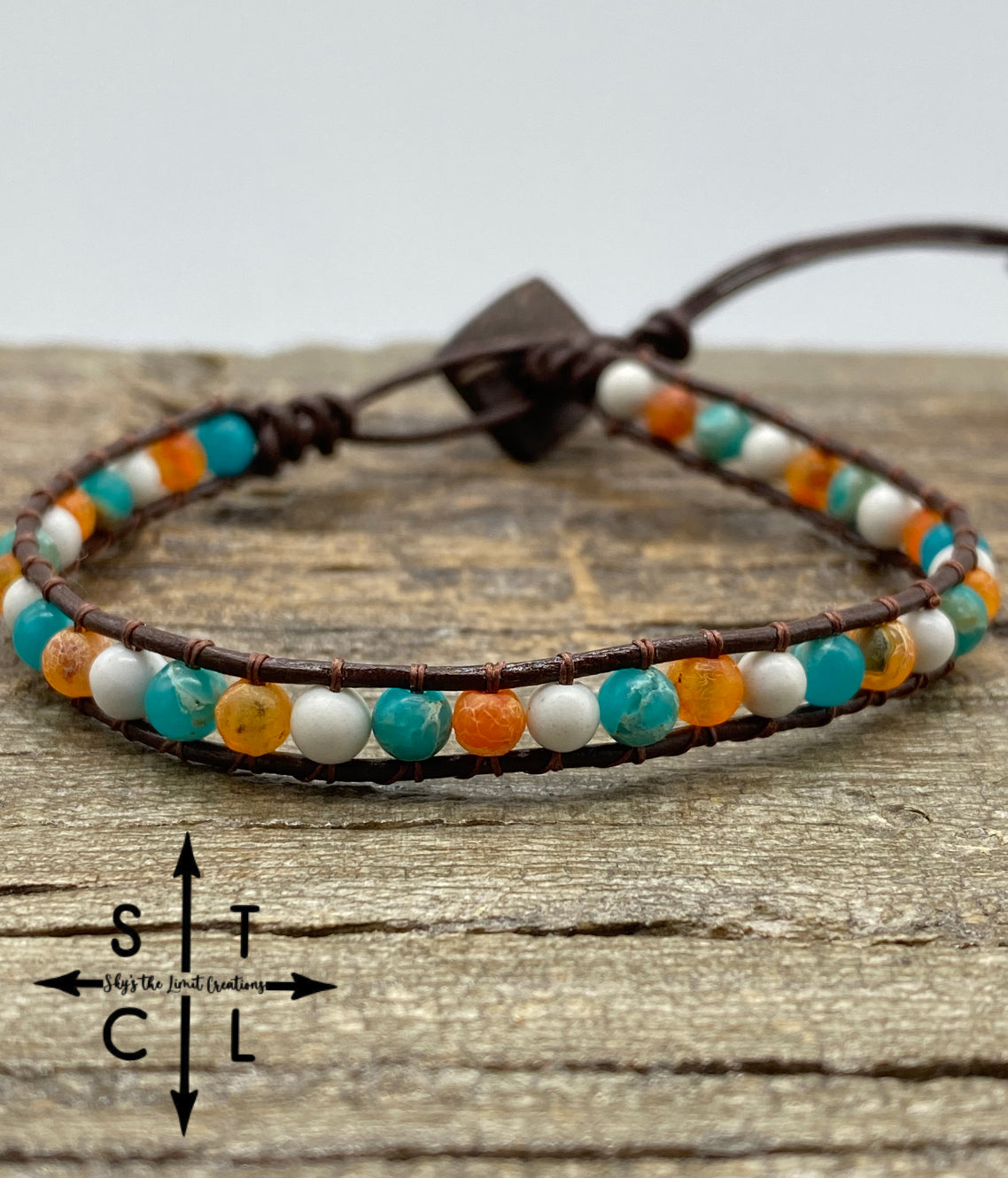 Sara White Orange Turquoise Bracelet