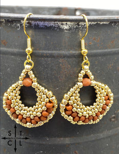 Gold Burnt Orange Kayla Earrings