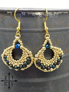 Gold Peacock Green Kayla Earrings