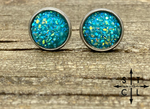 Turquoise 10mm Druzy Studs