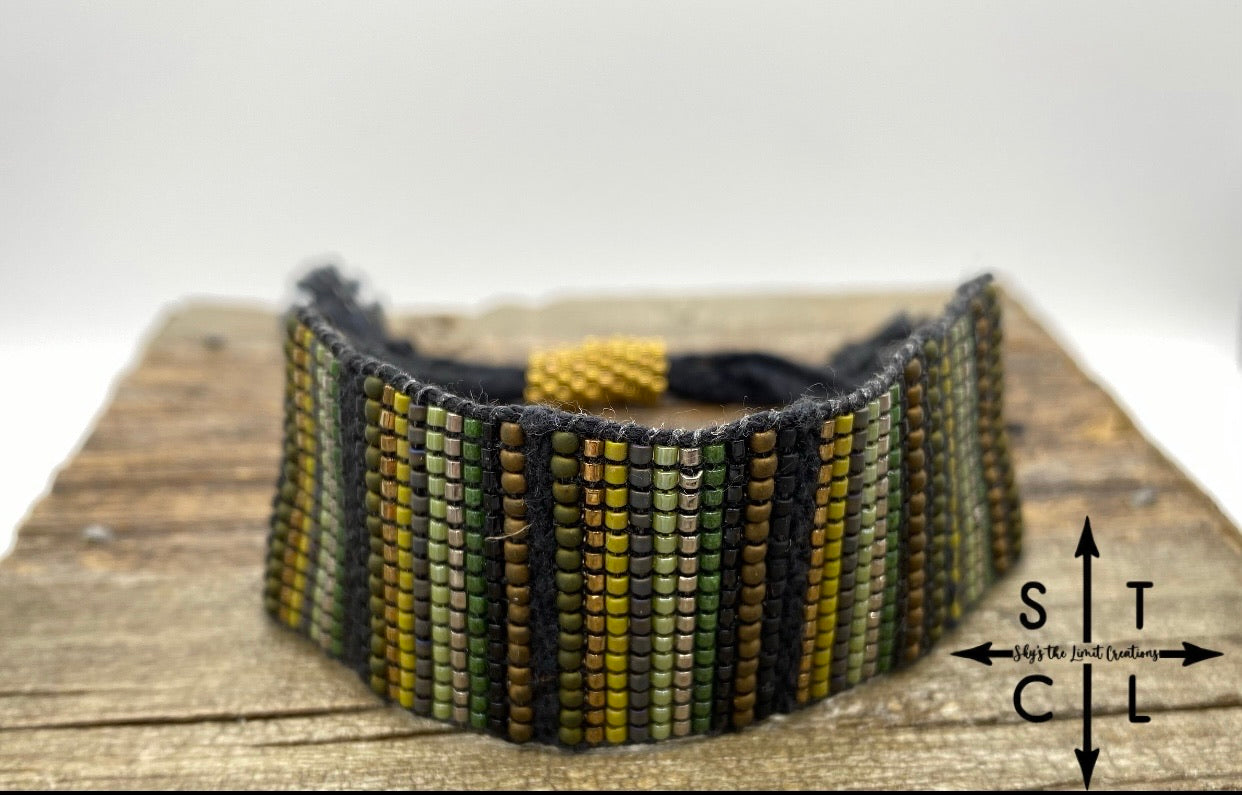 Friendship Bracelet Black Mix Green Bronze