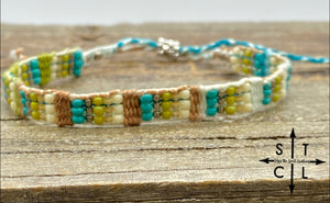 Turquoise, Brown, Bone, Green Friendship Bracelet