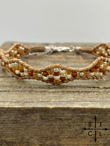 Wave Anklet Burnt Orange Bone Silver